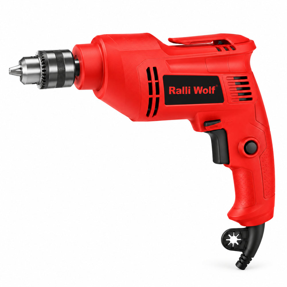 Ralli Wolf RD10 10mm Professional Plain Electric Drill Machine – 500W Motor, 0–2800 RPM Variable Speed, Reversible Operation and Double Insulated Design for Wood and Metal Drilling