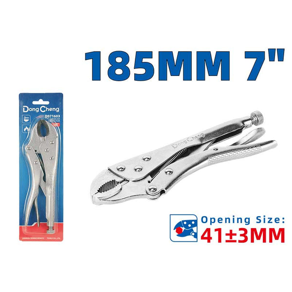 DongCheng HD071602 7-Inch Heavy-Duty Curved Jaw Locking Plier (Opening Size 41±3mm, Nickel Plated)
