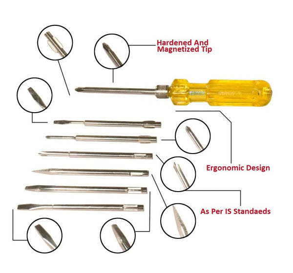 TATA SDK004 Screwdriver Set 6 In 1 | Multi-Bit Screwdriver Kit | Professional Repair Tool Set