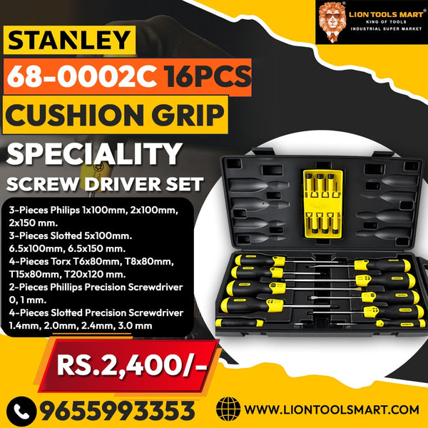 STANLEY 68-0002C 16-Piece Cushion Grip Specialty Screwdriver Set - Lion Tools Mart