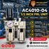 Techno AC4010-04, 1/2 inch FRL unit, FRL unit, Filter regulator lubricator, Pneumatic FRL, Air filter regulator lubricator, Techno FRL, AC4010-04, 1/2 inch pneumatic FRL, FRL with gauge, FRL with metal guard, Pneumatic air treatment unit, Compressed air FRL, Pneumatic accessories, Industrial FRL