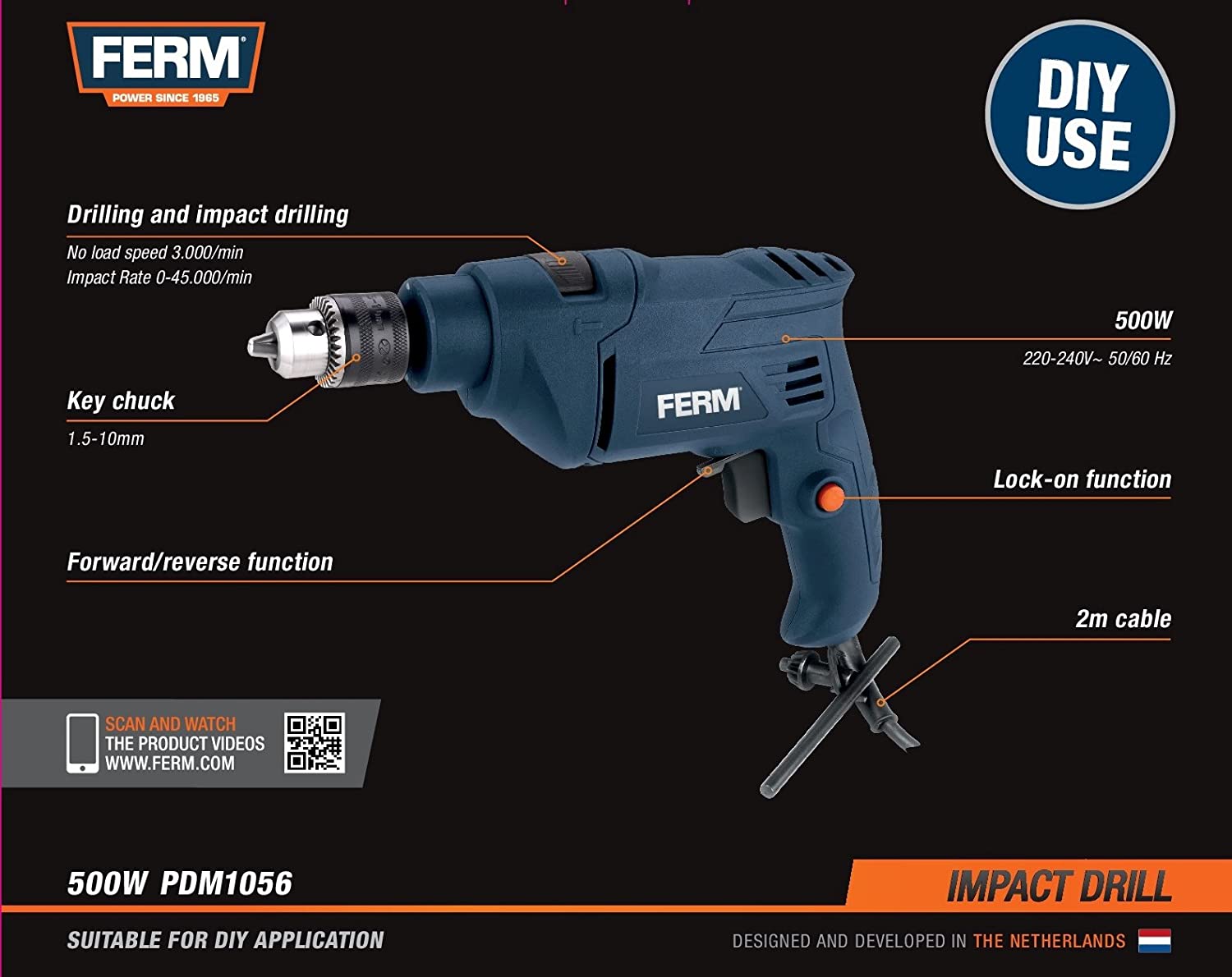 BUY FERM PDM1056 10MM 500W IMPACT POWER DRILL BEST PRICE IN