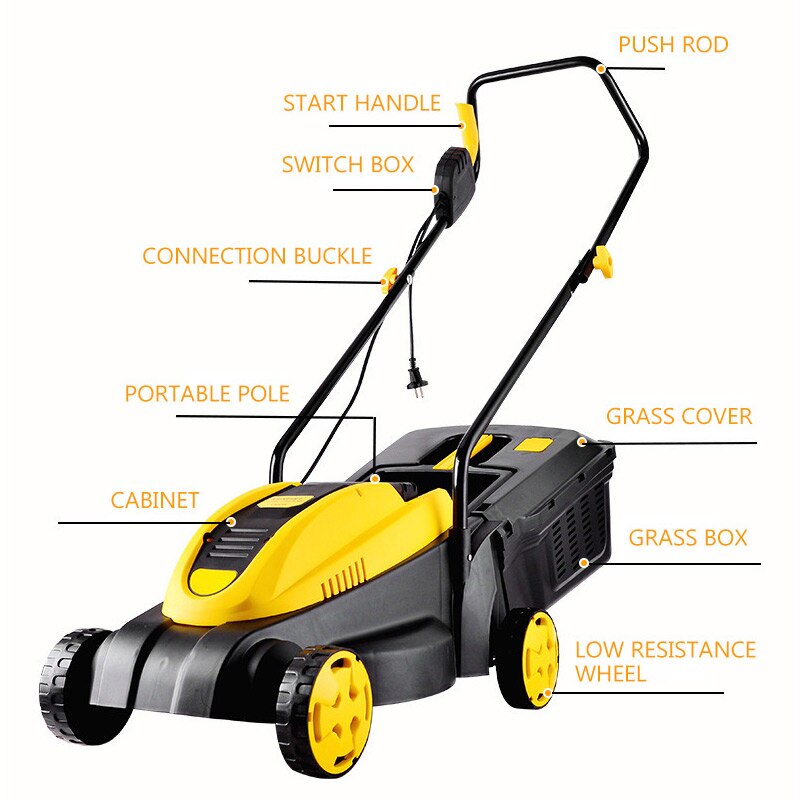UPSPIRIT 1500W HAND PUSH PORTABLE ELECTRIC LAWN MOVER