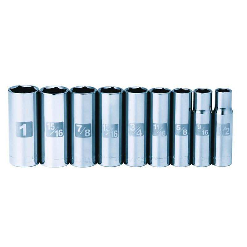 FORCE 1/2INCH DEEP SOCKET SET 9PCS