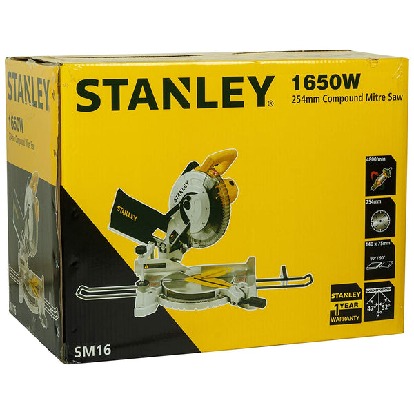 Stanley, Stanley SM16-IN, 1650W Mitre Saw, 10Inch Mitre Saw, 254mm Mitre Saw, Compound Mitre Saw, Wood Cutting Machine, Woodworking Mitre Saw, Carpentry Mitre Saw, Furniture Cutting Machine, Mitre Cutting Machine, Bevel Cutting Saw, Angle Cutting Machine, Wood Saw Machine, Timber Cutting Machine, Construction Cutting Machine, Workshop Mitre Saw, Precision Mitre Saw, LED Shadow Cut Saw, 4800 RPM Mitre Saw, 1650W Cutting Machine, 254mm Cutting Saw, Compound Cutting Saw, Carpentry Power Tool, Furniture Making 