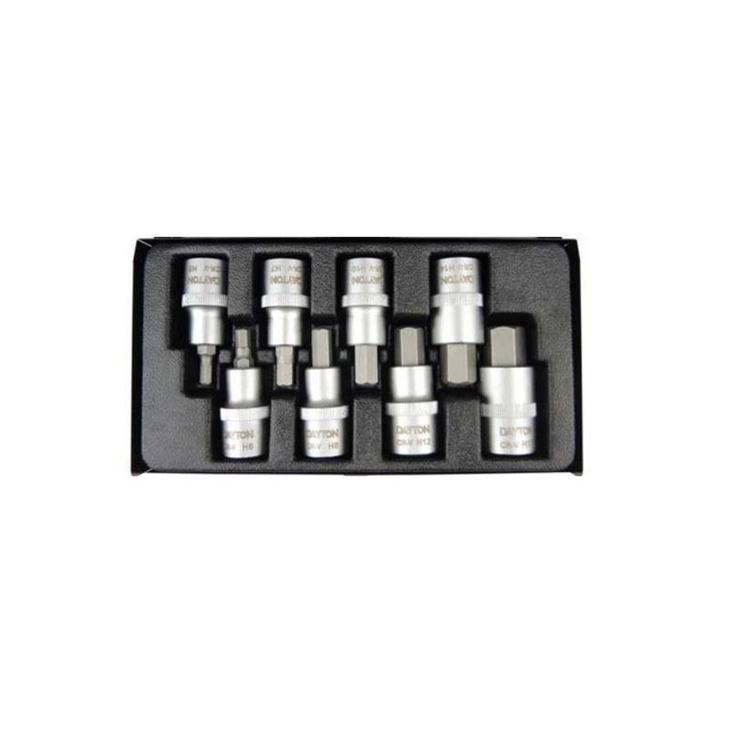 Dayton 8pcs hex bit socket set 1/2inch square drive s-17 sk-4008h ait