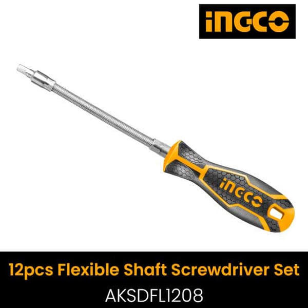 INGCO 12 PCS FLEXIBLE SHAFT SCREWDRIVER SET AKSDFL1208