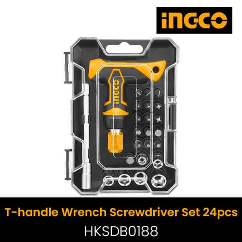 INGCO 24 PCS T-HANDLE WRENCH SCREWDRIVER SET HKSDB0188